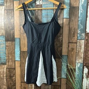 NWOT small black and white skirted swimsuit